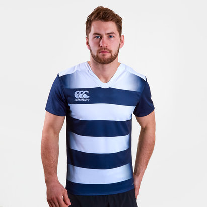 CANTERBURY MEN/'S VAPODRI CHALLENGE HOOPED SHORT SLEEVE RUGBY JERSEY BLACK//WHITE