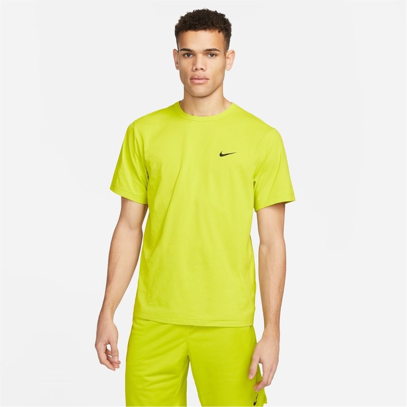 Nike Dri FIT UV Hyverse Mens Short Sleeve Fitness Top Neon Black 22.00