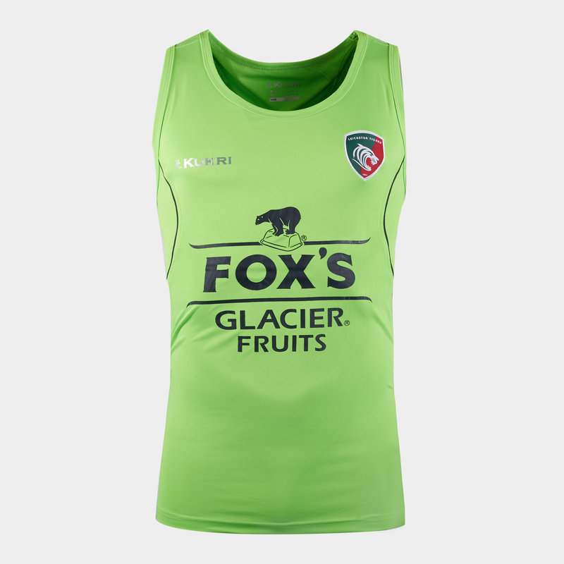 Leicester Tigers Rugby Vest Kukri Mens 2019-20 Technical Shirt Green New 